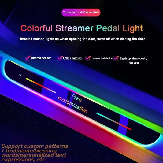 Customized Car Glows Welcome Door Sill Strip Light Threshold Lamp Welcome Scuff Plate Pedal Light Ambient Light Illuminated